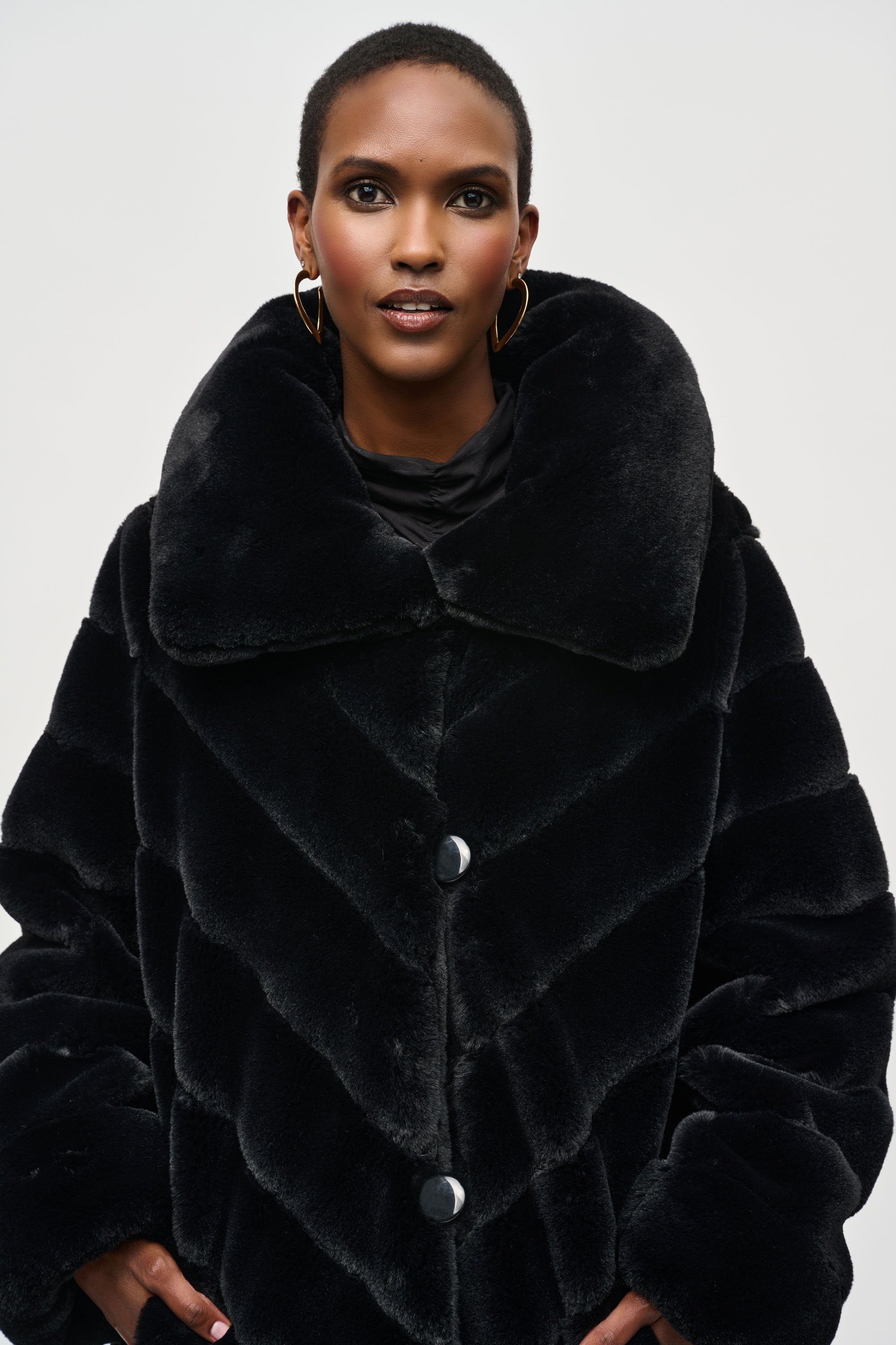 Joseph Ribkoff Reversible Faux Fur Coat - PapillonStyles